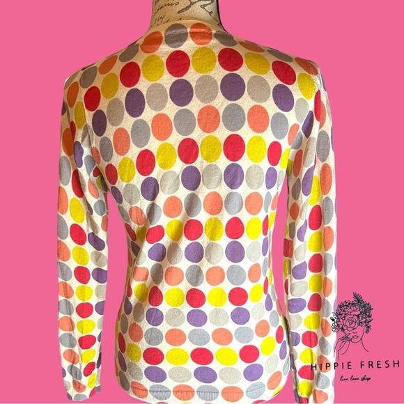 Boden Women's Colorful Polka Dot 100% Wool Cardigan Sweater US6 - Picture 7 of 8